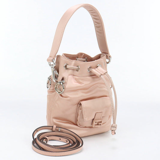 FENDI 8BS010 A0W4 Mini Montresor Diagonal Shoulder Bag Nylon/leather pink Women