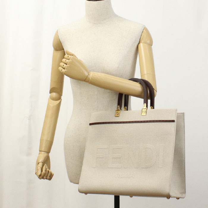 FENDI 8BH386 Sunshine Medium Tote Bag canvas/Sunshine Medium beige Women