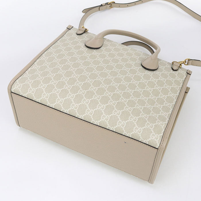 GUCCI 659983 Tote Bag Interlocking G Tote Bag GG Supreme, leather beige Women