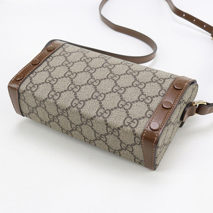GUCCI Horsebit 1955 Mini Shoulder Bag GG Supreme Canvas beige Women