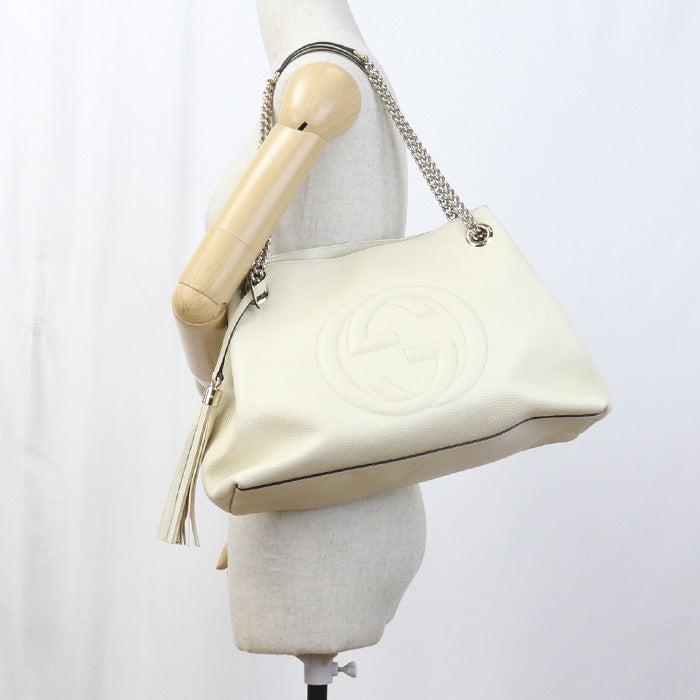 GUCCI ChainShoulder Soho leather Bag white Women
