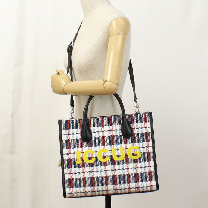 GUCCI 659983 Tote Bag Check Pattern 2WAYTote Bag Nylon,Raffia multicolor Women