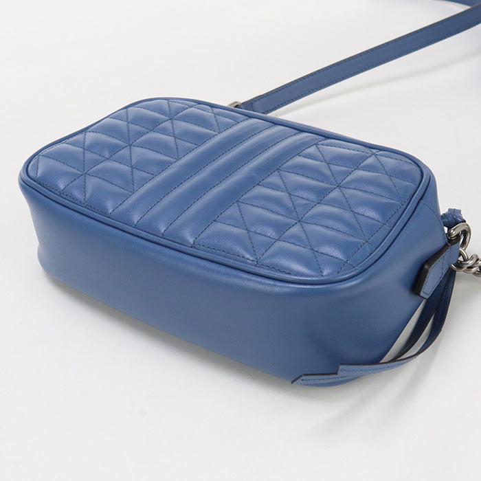 GUCCI 447632 GG Marmont Small camera bag Shoulder Bag leather blue Women
