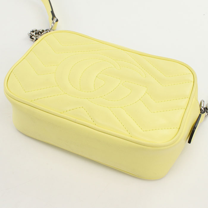 GUCCI 634936 GG Marmont Diagonal shoulder bag Shoulder Bag leather yellow Women