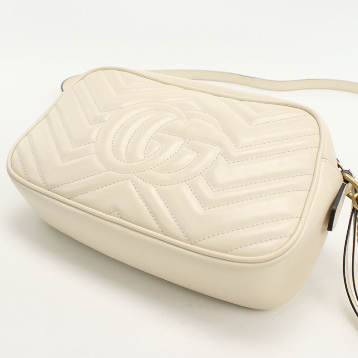 GUCCI 447632 Small camera bag GG Marmont Shoulder Bag leather white Women