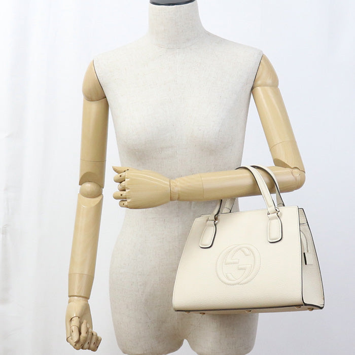 GUCCI 607722 CAO0G 9522 Soho Tote Bag leather white Women