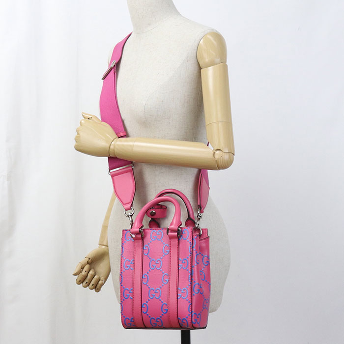 GUCCI 696010 Mini GG emboss Tote Bag leather pink Women