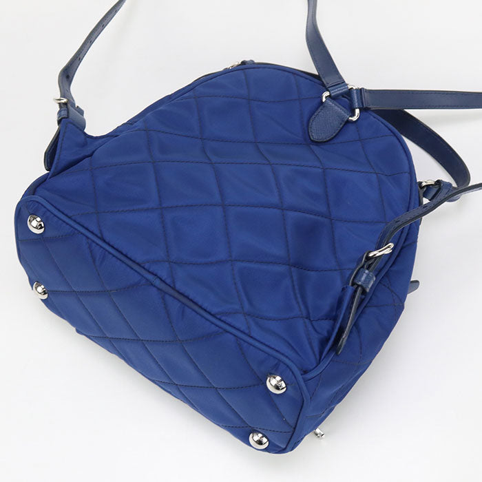 PRADA 1BZ066 Backpack mini daypack Nylon, leather blue Women
