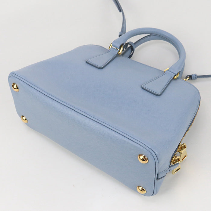 PRADA BL0838 Handbag Promenade Saffiano 2WAY handbag leather blue Women