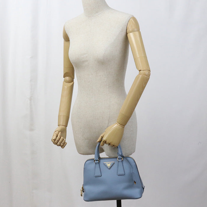 PRADA BL0838 Handbag Promenade Saffiano 2WAY handbag leather blue Women