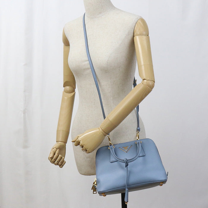 PRADA BL0838 Handbag Promenade Saffiano 2WAY handbag leather blue Women