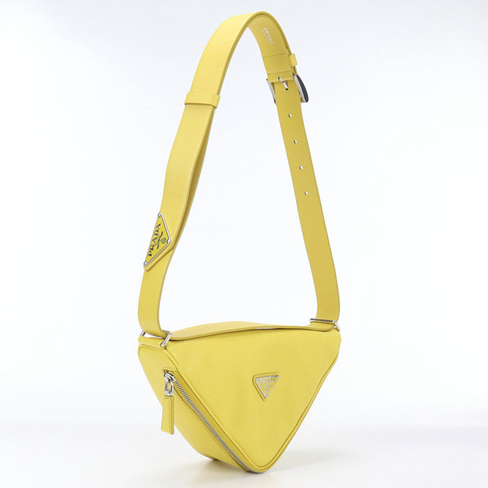 PRADA 2VL039 2FAD F0377 Shoulder Bag Triangle Crossbody bag leather Yellow mens(unisex)