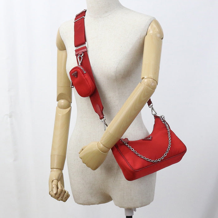 PRADA 1BH204 2WAY Shoulder Bag/recycled polyamide red Women