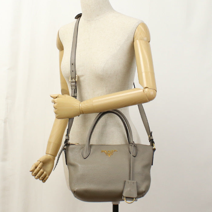 PRADA 1BA157 Handbag Viterodino 2WAY handbag leather gray Women