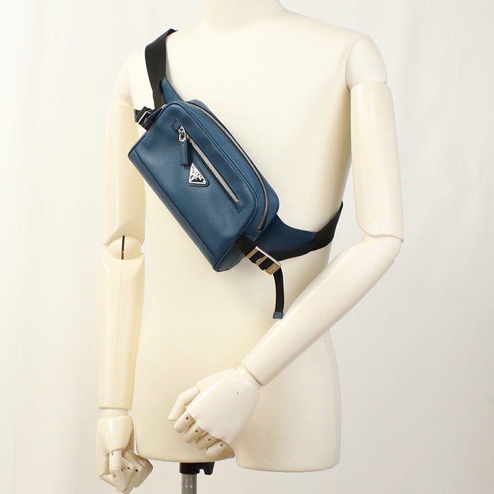 PRADA 2VL012 Belt bag body bag/Safiano leather blue mens