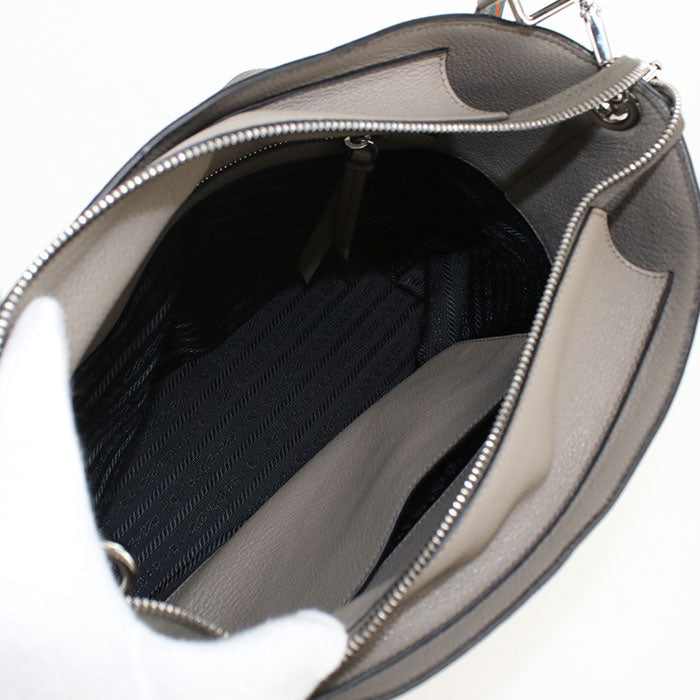 PRADA 1BE057 Vitello phoenix Diagonal shoulder bag Shoulder Bag leather gray Women