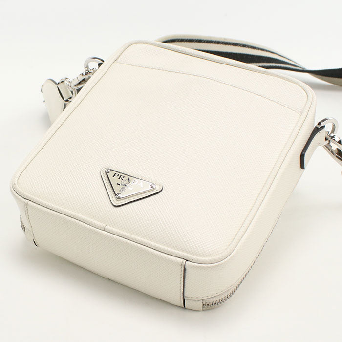 PRADA 2VH154 Shoulder Bag Safiano Crossbody bag leather white mens(unisex)