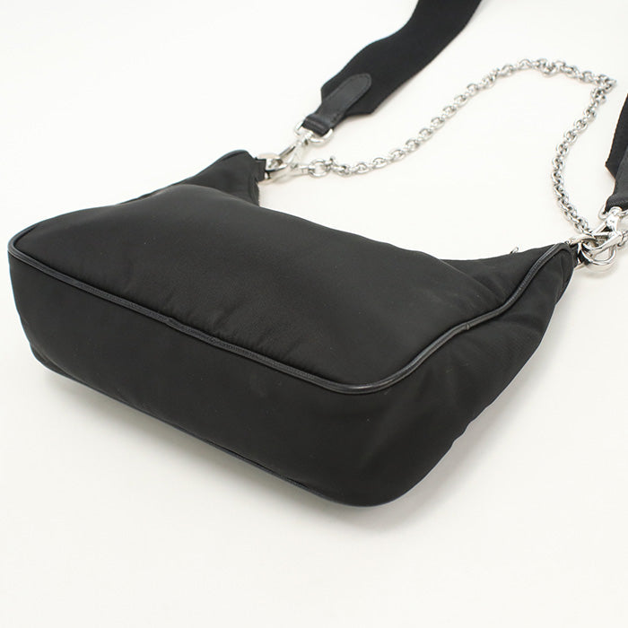 PRADA 1BH204 Shoulder Bag/2WAYChainShoulder Bag Recycled nylon black Women