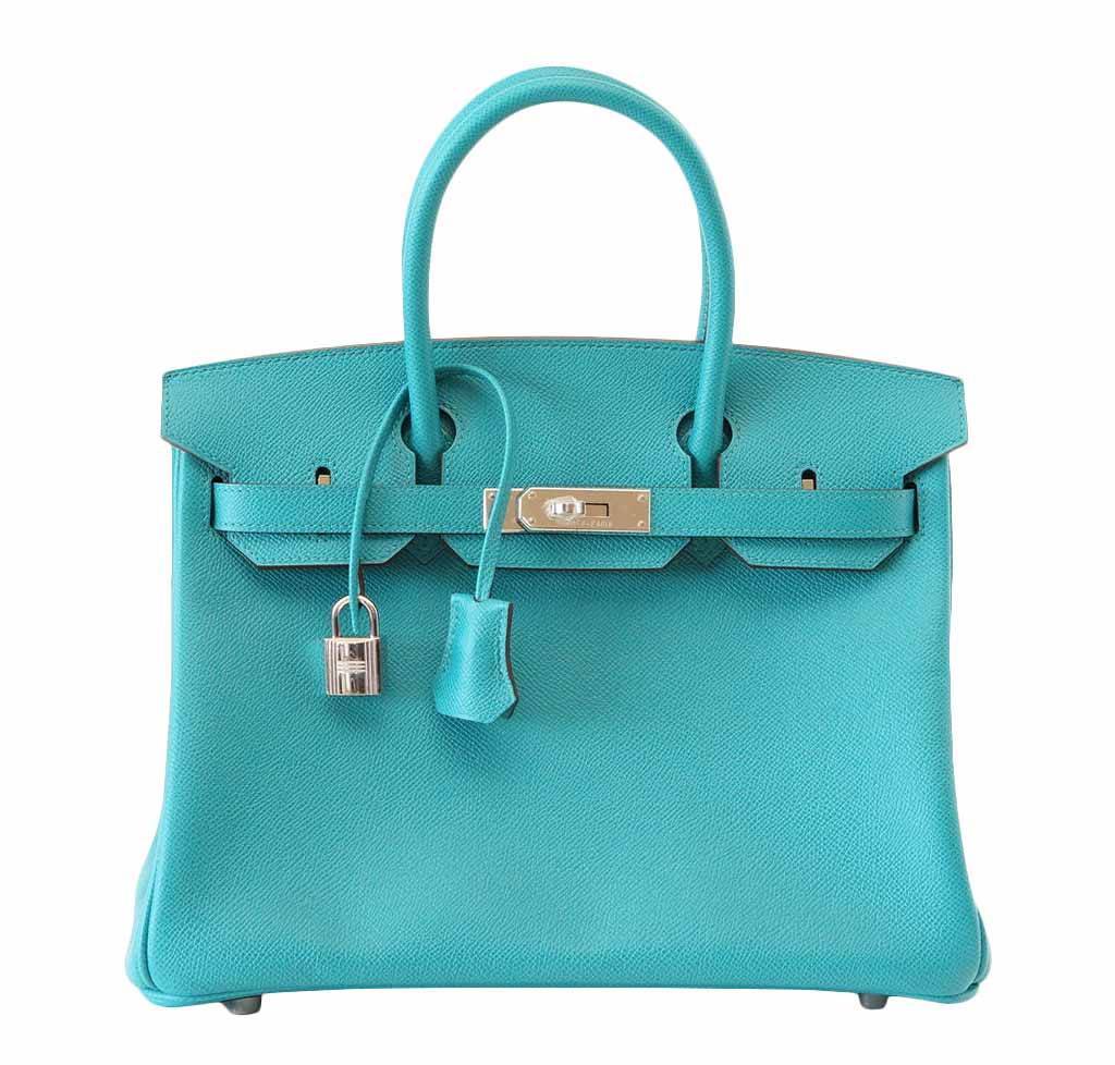 HermesBirkin 30 Blue Paon Bag