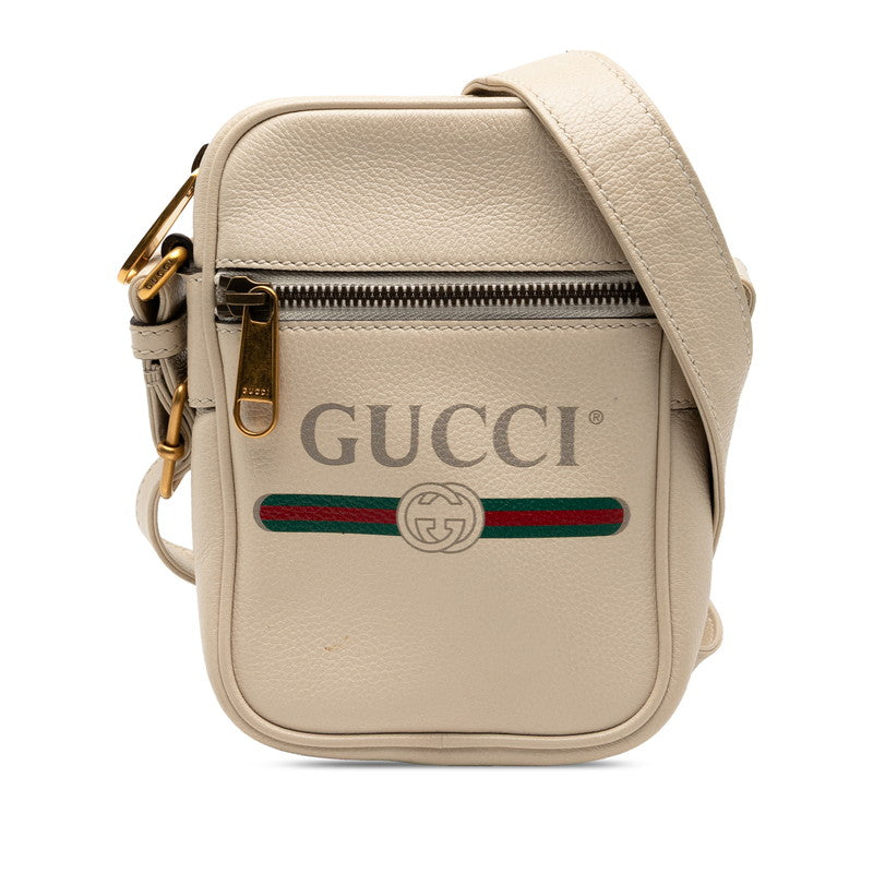 Gucci Logo Print Leather Shoulder Bag