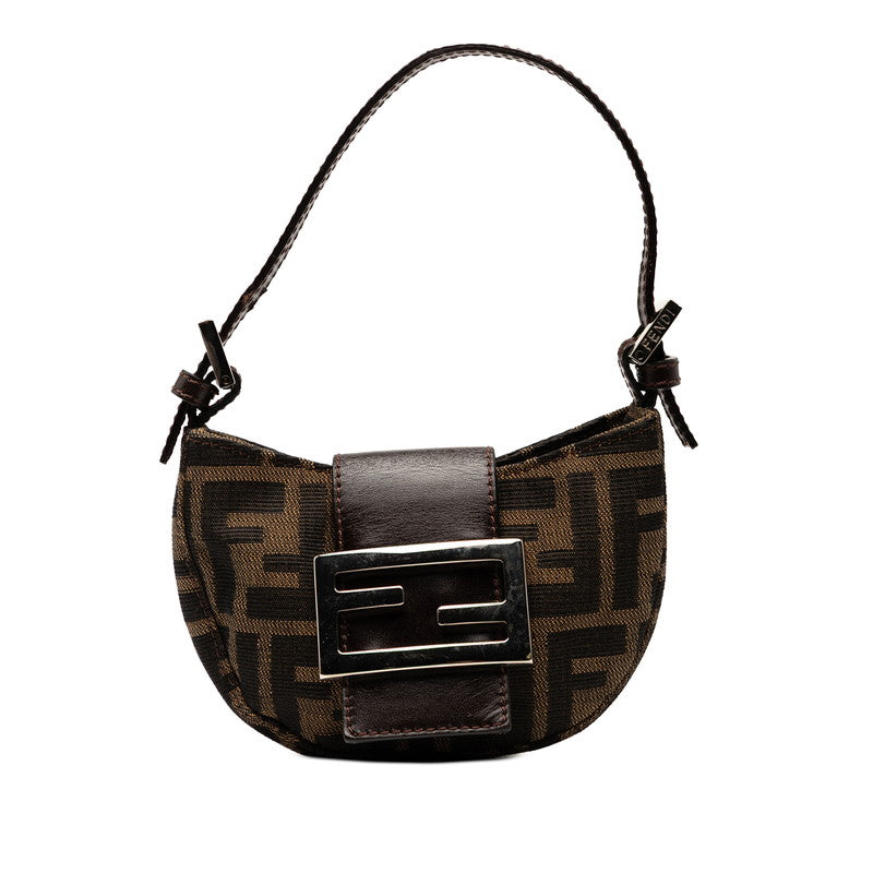 Fendi Zucca Mini Croissant Canvas Leather Handbag