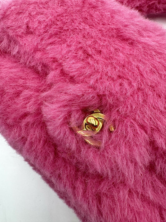 Chanel 1994 Faux Fur Kelly Top Handle in Barbie Pink