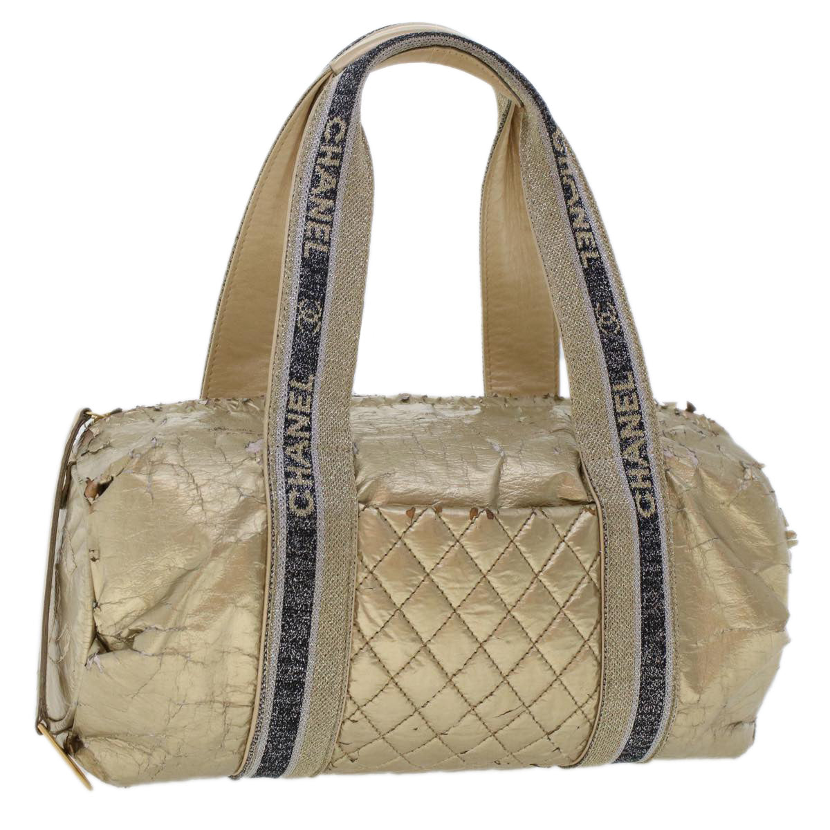 CHANEL Boston Bag Patent leather Gold Tone CC yb278