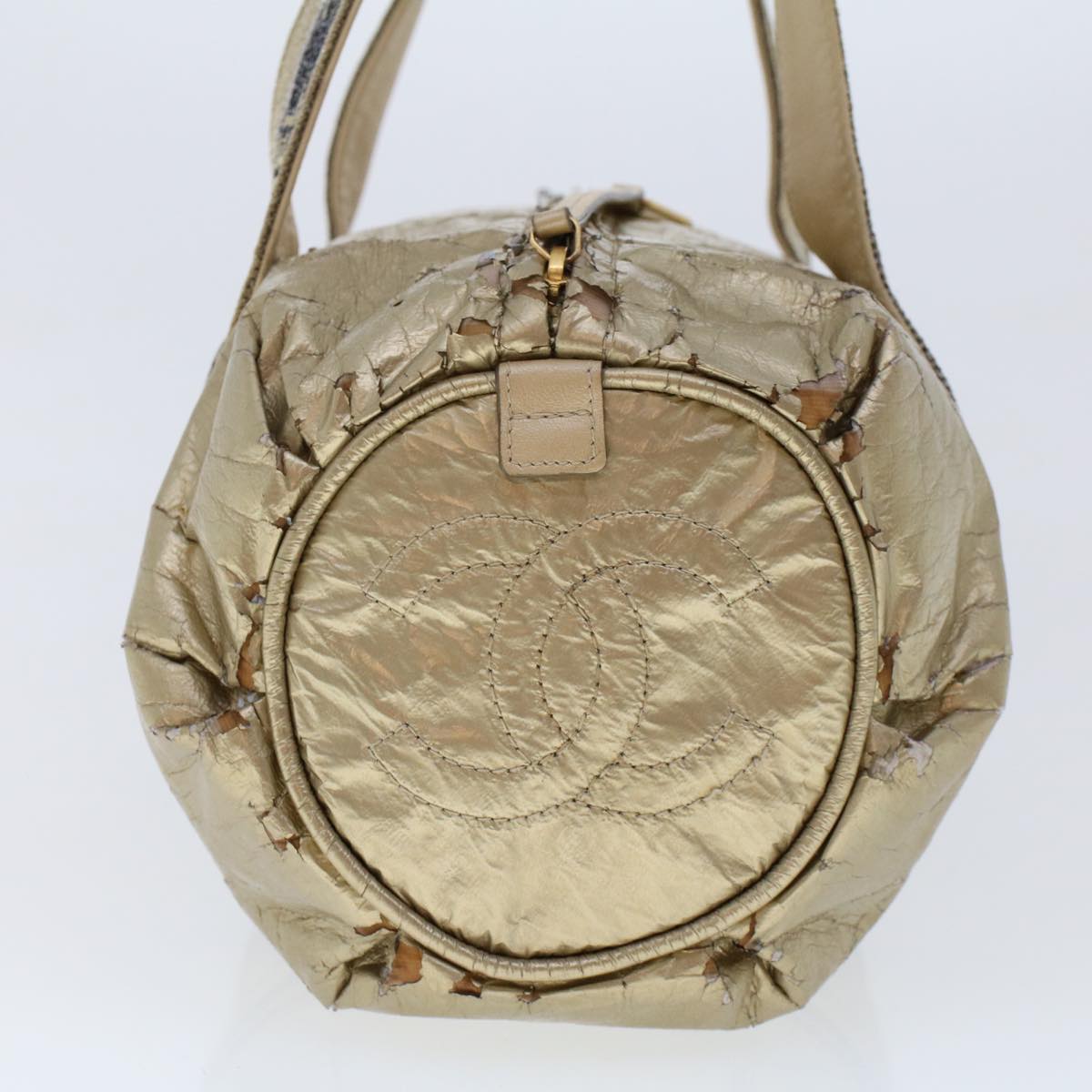 CHANEL Boston Bag Patent leather Gold Tone CC yb278