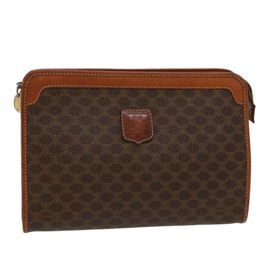 Luxury CELINE Macadam Canvas Clutch Bag PVC Leather Brown yb352