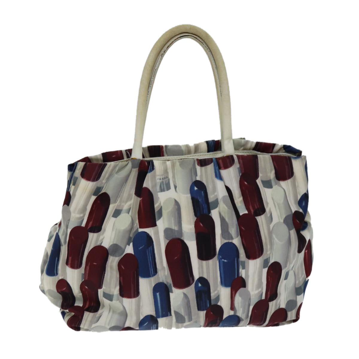 PRADA Lip Pattern Hand Bag Nylon Multicolor Auth yb569