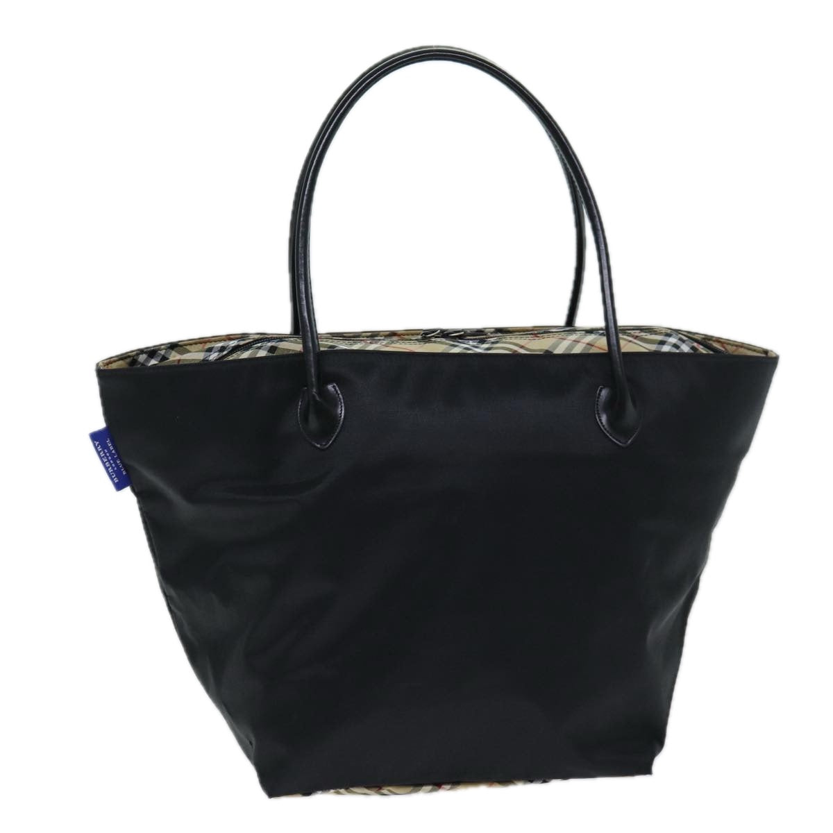 Burberry Nova Check Blue Label Tote Bag Nylon Beige Black Auth yb583