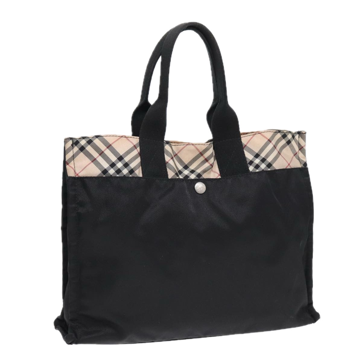 Burberry Nova Check Hand Bag Nylon Beige Black Auth yb621