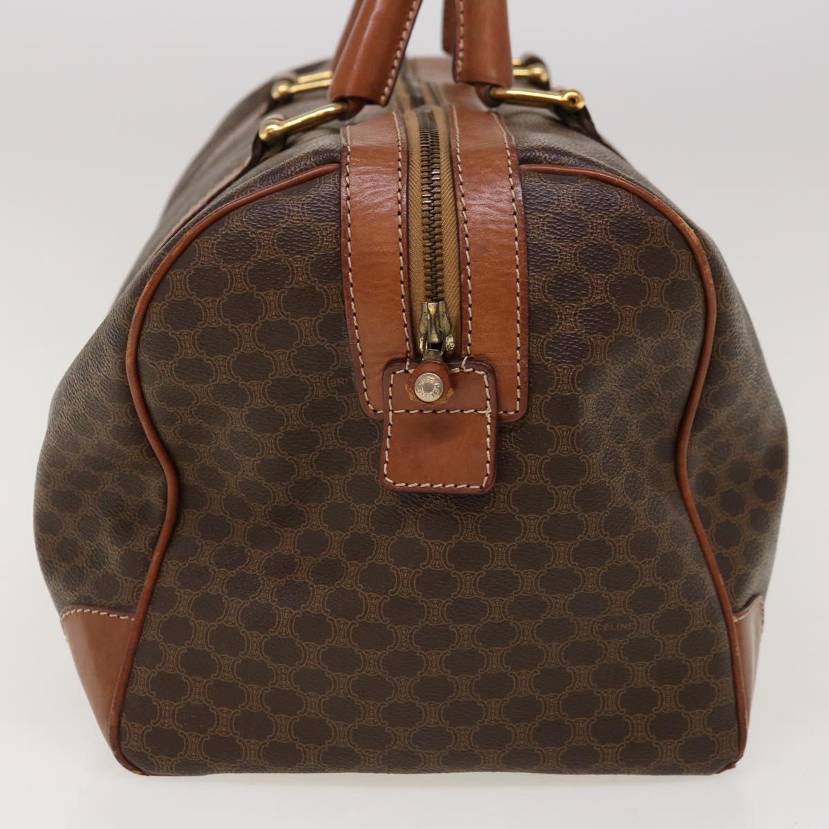 Luxury CELINE Macadam Canvas Boston Bag PVC Brown 10313