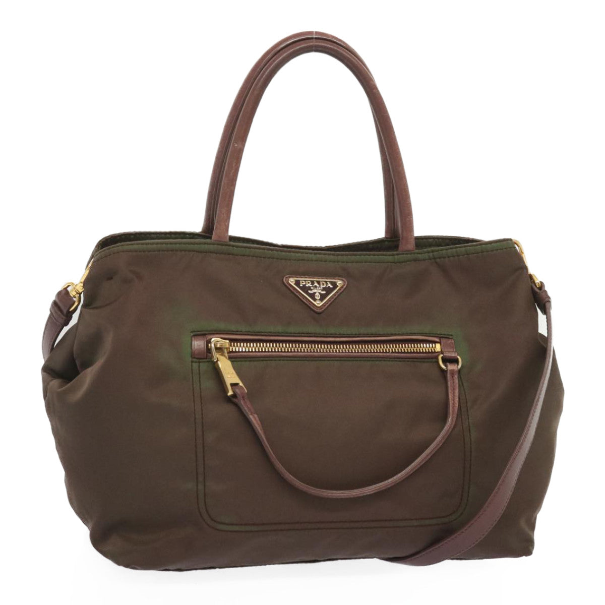 PRADA Hand Bag Nylon 2way Brown Auth yk11190