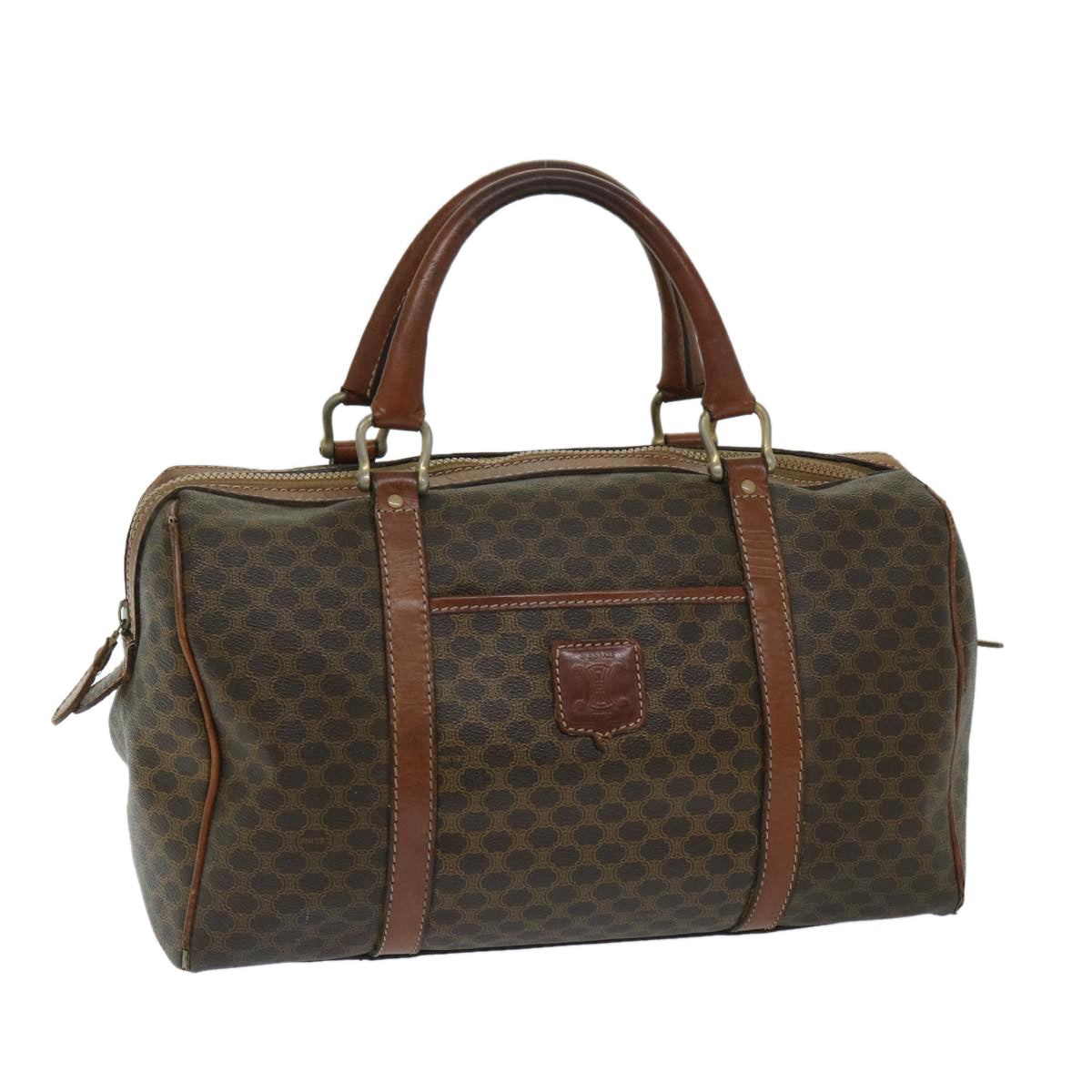 Luxury CELINE Macadam Canvas Boston Bag PVC Brown 11250