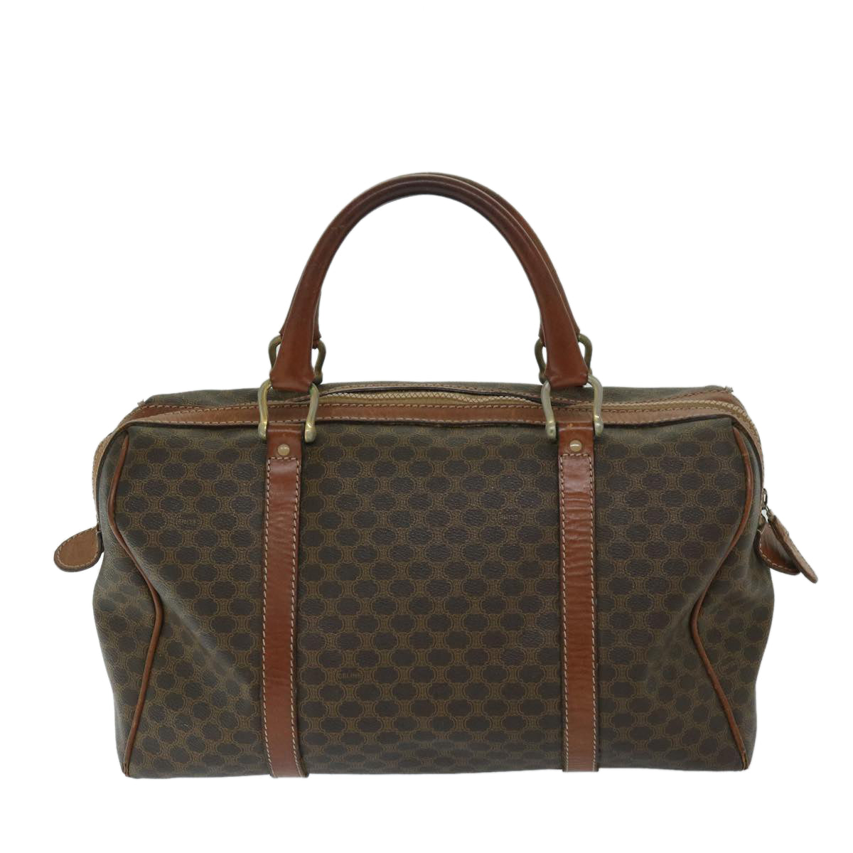 Luxury CELINE Macadam Canvas Boston Bag PVC Brown 11250