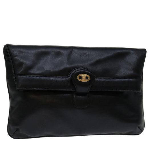 Luxury CELINE Shoulder Bag Leather Black 11353