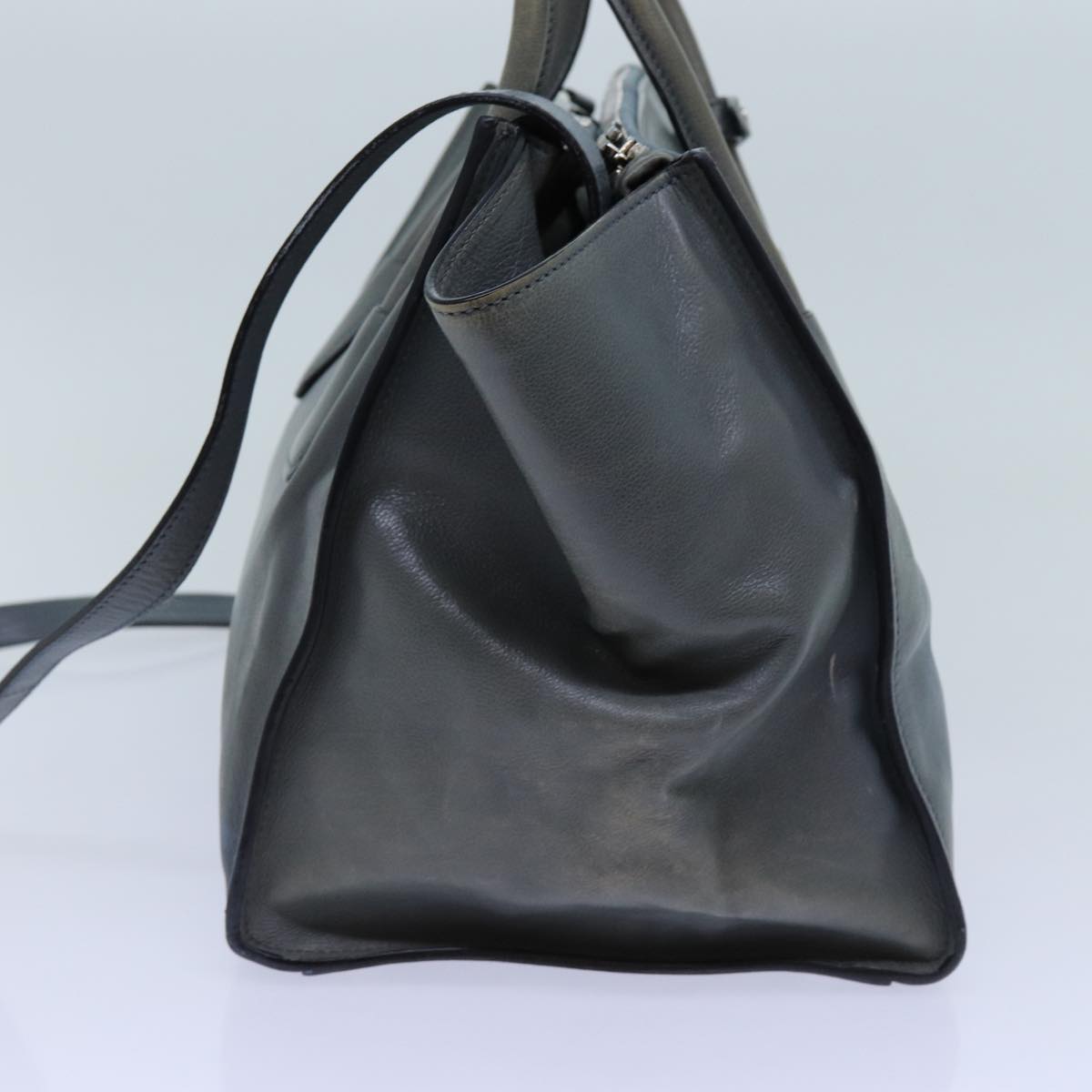 PRADA Hand Bag Leather 2way Blue Auth yk11955