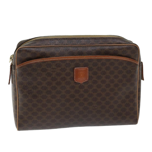 Luxury CELINE Macadam Canvas Clutch Bag PVC Brown 12150
