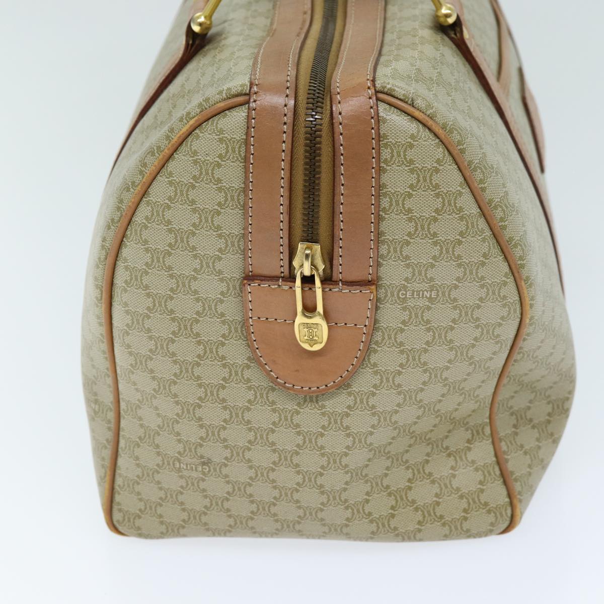 Luxury CELINE Macadam Canvas Boston Bag Beige 12162
