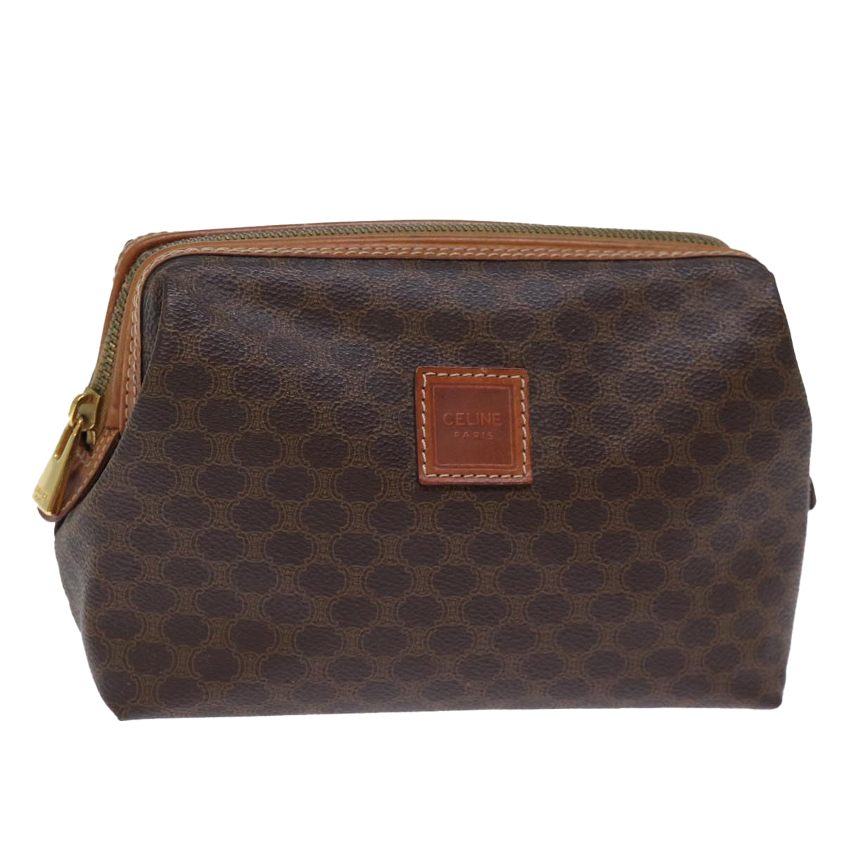 Luxury CELINE Macadam Canvas Pouch PVC Brown 12385