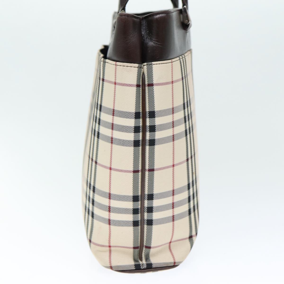 Burberry Nova Check Hand Bag Polyester Beige Auth yk12722