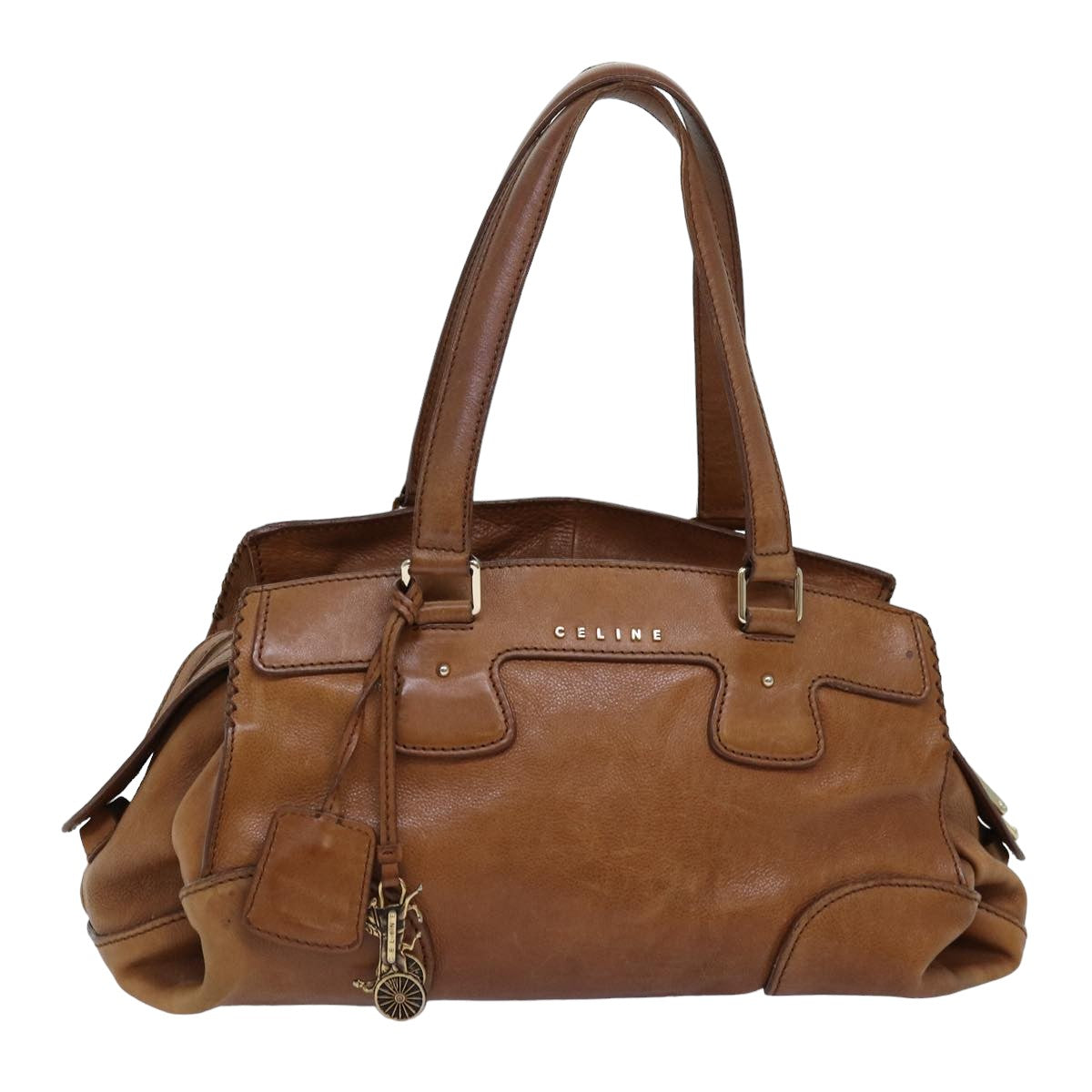 Luxury CELINE Shoulder Bag Leather Brown 12798