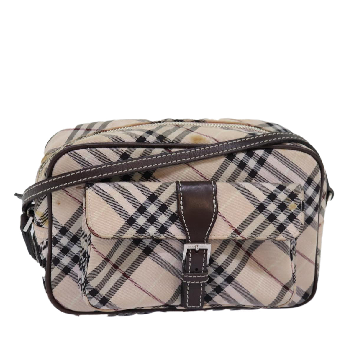Burberry Nova Check Blue Label Shoulder Bag polyester Beige Auth yk12803