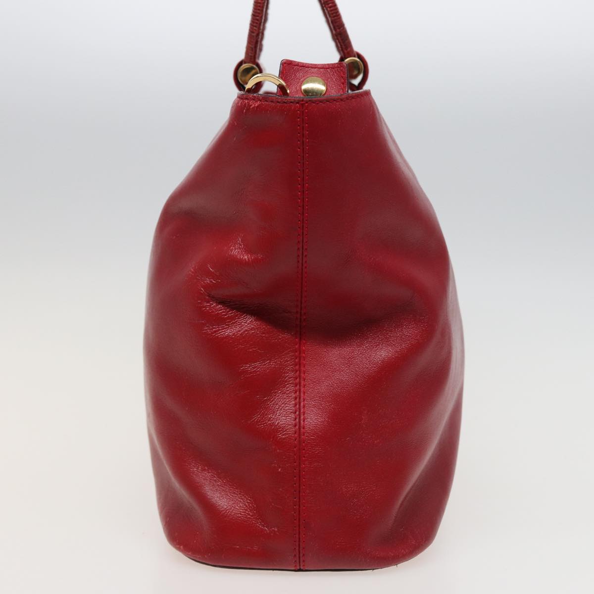 Luxury CELINE Hand Bag Leather 2way Red 13083