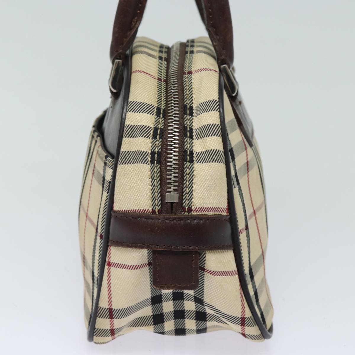Burberry Nova Check Hand Bag Nylon Black Beige Auth yk13499