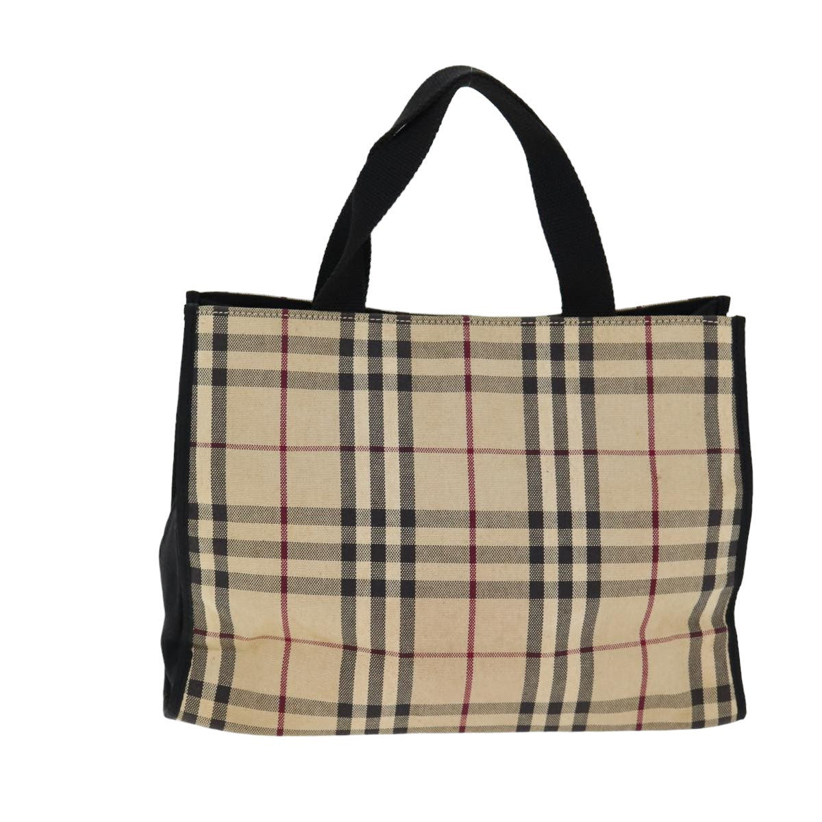 Burberry Nova Check Hand Bag Canvas Beige Auth yk13542