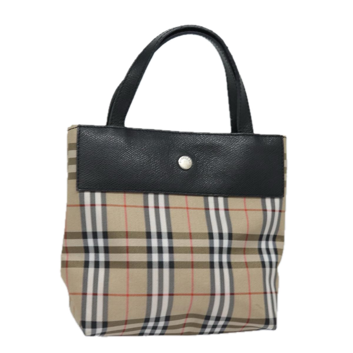 Burberry Nova Check Hand Bag Canvas Beige Auth yk13568