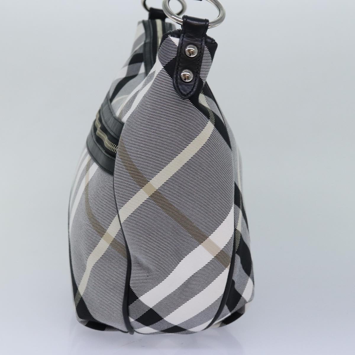 Burberry Nova Check Blue Label Hand Bag Canvas 2way Black White Auth yk13730