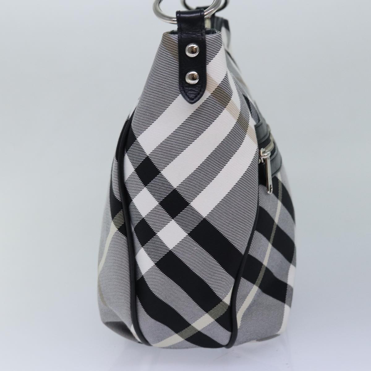 Burberry Nova Check Blue Label Hand Bag Canvas 2way Black White Auth yk13730